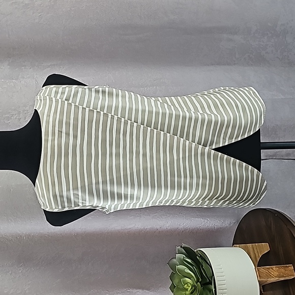 J. Crew Taupe & White Cross Back Tank, Size 4 - Picture 4 of 6